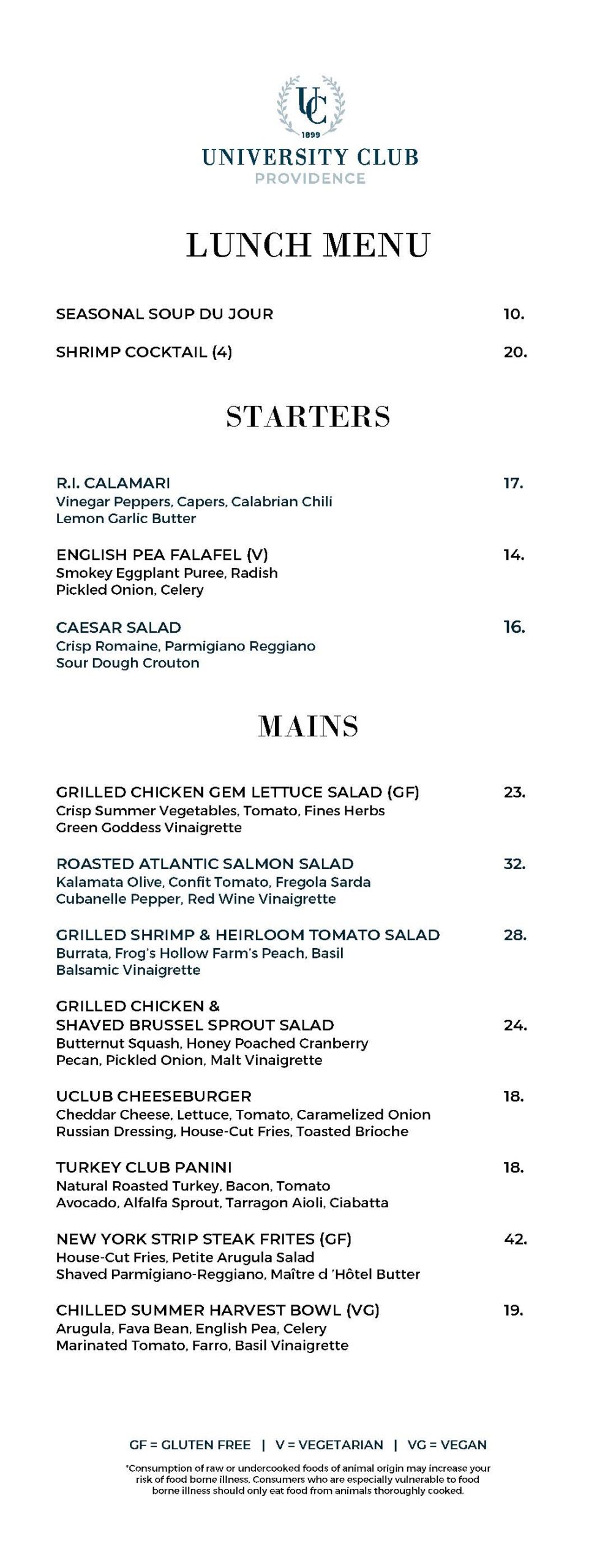 9-22 LUNCH MENU PRICED