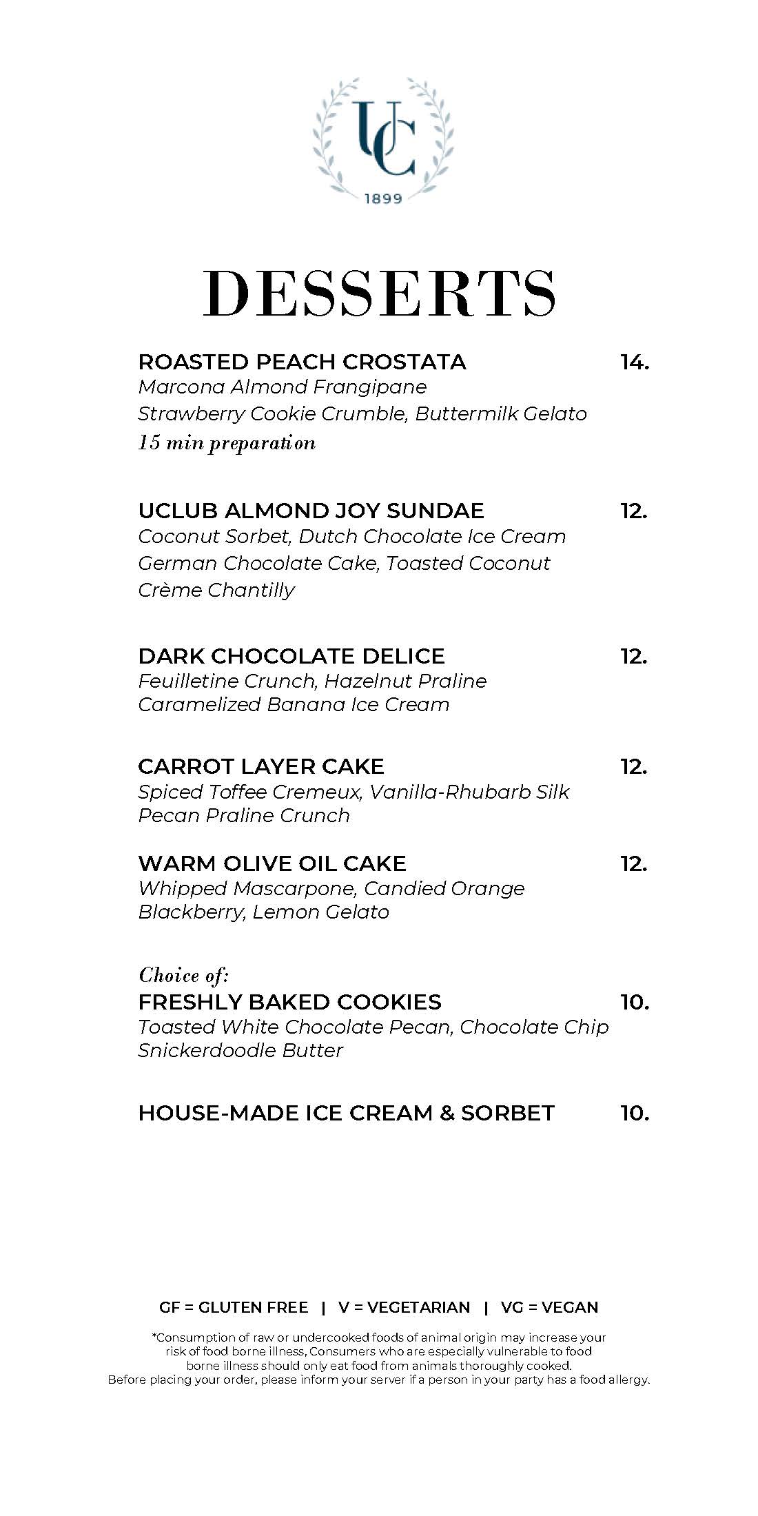 7.15 DESSERT MENU July 15th Dessert Menu